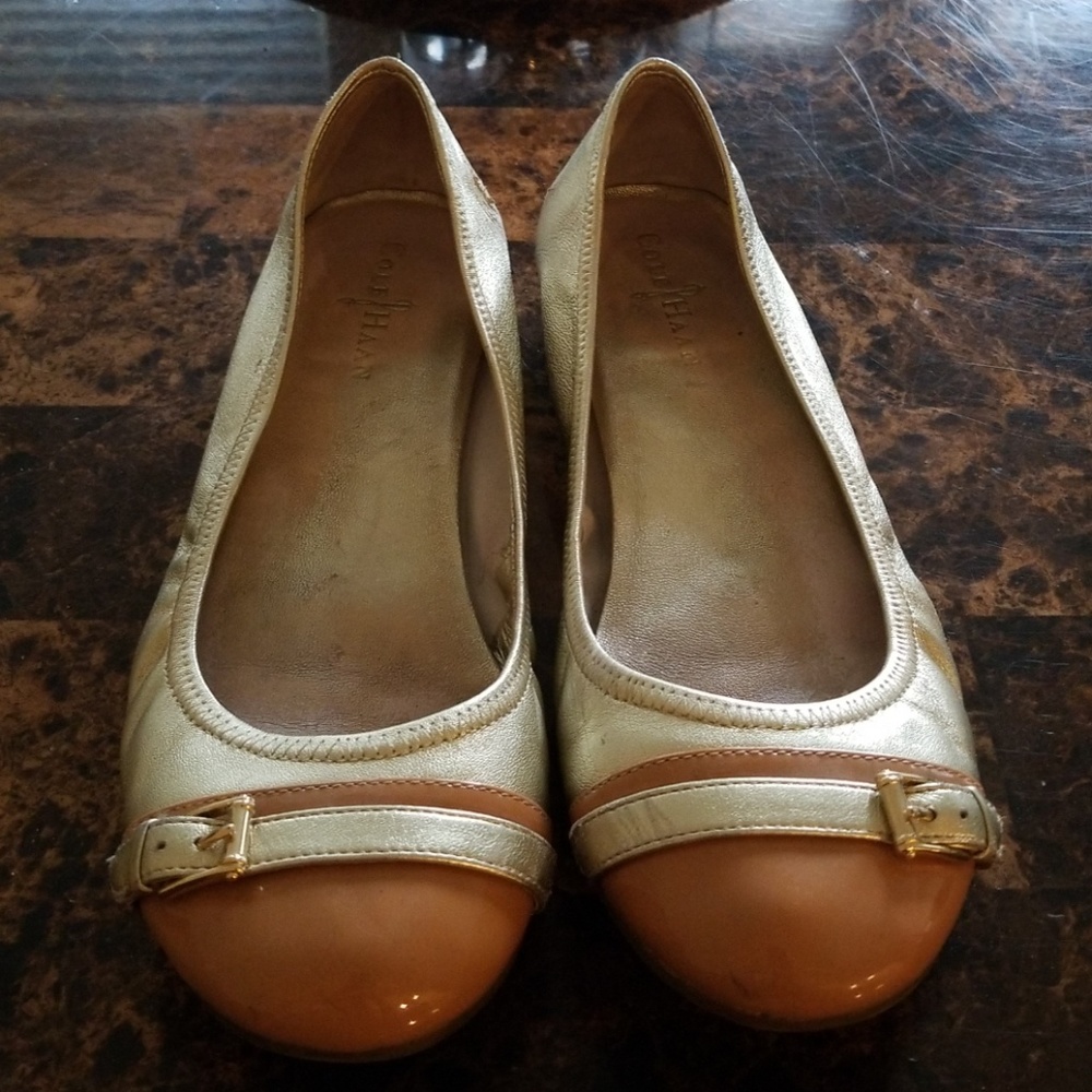Cole Haan Gold flats with Nike air